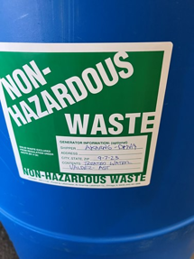 Label of non-hazardous waste container